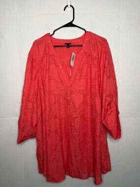 NEW Torrid Harper Blouse 6X Womens Coral Printed Top Size 30